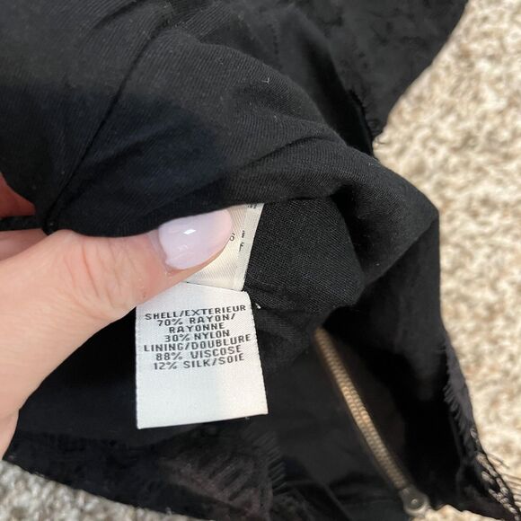 Diane Von Furstenberg Skirt Womens 0 Black Lace Pencil Lined Knee Length Zip - Picture 6 of 6